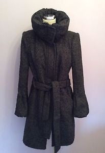 Zara Black & Grey Weave Belted Coat Size XL - Whispers Dress Agency - Sold - 1