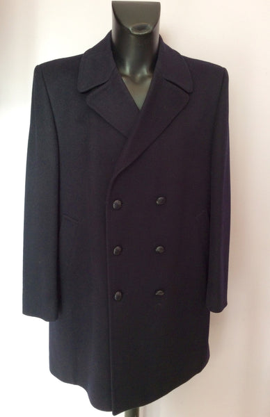 Marks & Spencer Black Wool Double Breasted Coat Size 44 - Whispers Dress Agency - Mens Coats & Jackets - 1