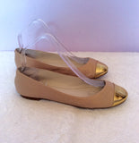 Nine West Beige & Gold Toe Tip Leather Flat Shoes Size 4/37 - Whispers Dress Agency - Womens Flats - 3