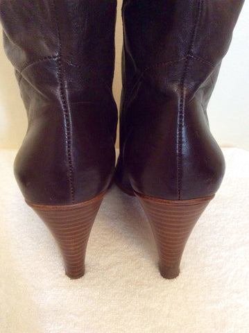 French Connection Dark Brown Leather Boots Size 6/39 - Whispers Dress Agency - Sold - 4