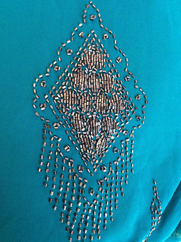Kaliko Turquoise Beaded Shift Dress Size 12 - Whispers Dress Agency - Sold - 5