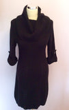 Karen Millen Black Roll Neck Wool Blend Knit Dress Size 1 UK 10 - Whispers Dress Agency - Sold - 1
