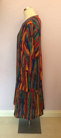 VINTAGE LIBERTY MULTI COLOURED DROP WAIST WOOL DRESS SIZE 16 - Whispers Dress Agency - Sold - 2