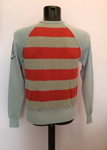Replay Red, Grey & Light Blue Stripe Cotton Jumper Size L - Whispers Dress Agency - Sold - 3