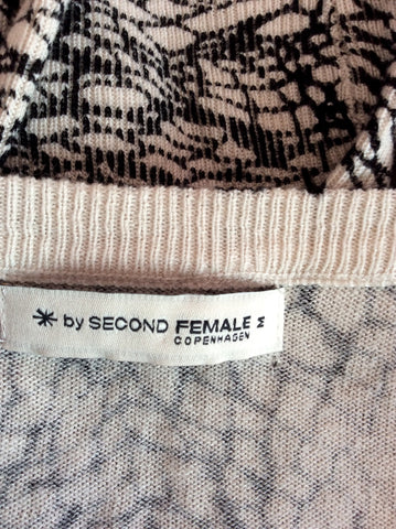 BY SECOND FEMALE COPENHAGEN BLACK & CREAM FINE KNIT LONG JUMPER SIZE M - Whispers Dress Agency - Womens Knitwear - 2