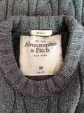Abercrombie & Fitch Grey Cable Knit Jumper Size M - Whispers Dress Agency - Mens Knitwear - 3