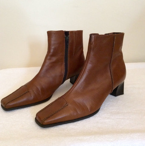 Gabor Tan Brown Leather Ankle Boots Size 6.5/39.5 - Whispers Dress Agency - Sold - 2