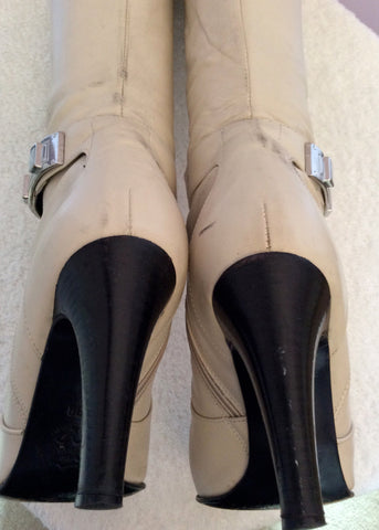 Karen Millen Cream Leather Knee High Boots Size 5/38 - Whispers Dress Agency - Sold - 5