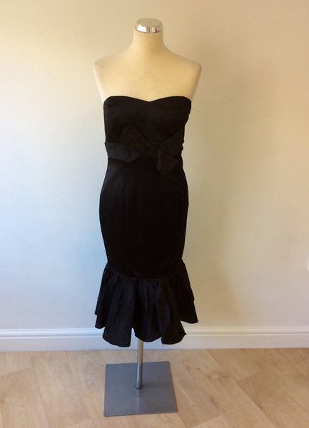 COAST BLACK MATT SATIN STRAPLESS COCKTAIL/OCCASION WEAR SIZE 14 - Whispers Dress Agency - Sold - 1