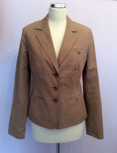 Betty Barclay Brown Pinstripe Jacket Size 10 - Whispers Dress Agency - Womens Coats & Jackets - 1