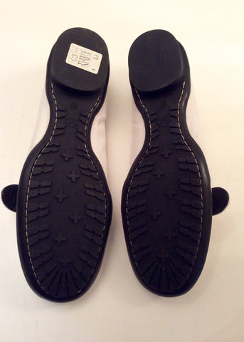 Lea Foscati White Leather Buckle Trim Flat Shoes Size 6/39 - Whispers Dress Agency - Sold - 3