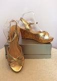 Brand New Dune Gold Wedge Heel Sandals Size 6/39 - Whispers Dress Agency - Womens Wedges - 1