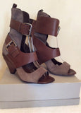 All Saints Brown Suede & Leather Peeptoe Eos Boots Size 5/38 - Whispers Dress Agency - Sold - 3