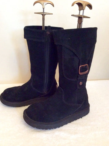 Ugg Black Sheepskin Buckle Trim Boots Size 1/32 - Whispers Dress Agency - Sold - 3