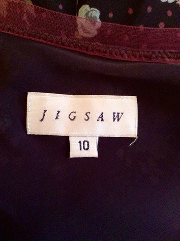 JIGSAW BROWN FLORAL PRINT STRAPPY DRESS SIZE 10 - Whispers Dress Agency - Womens Dresses - 5