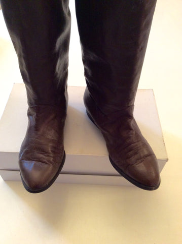 Vintage Jaeger Dark Brown Leather Knee High Boots Size 4/37 - Whispers Dress Agency - Sold - 3