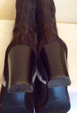 Italian Ambre Dark Brown Suede Faux Fur Trim Boots Size 7.5/41 - Whispers Dress Agency - Womens Boots - 5