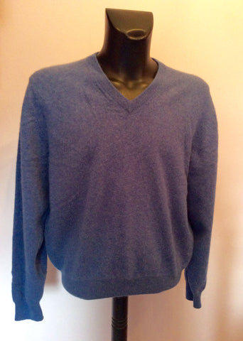 Kirkland Signature Blue Cashmere V Neck Jumper Size XXL - Whispers Dress Agency - Sold - 1