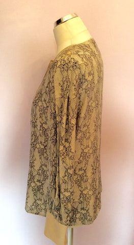 Brand New Reiss Cream & Black Lace Print Silk Blouse Size 14 - Whispers Dress Agency - Sold - 2