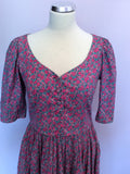 Vintage Laura Ashley Pink & Green Floral Print Cotton Dress Size 12 - Whispers Dress Agency - Sold - 2