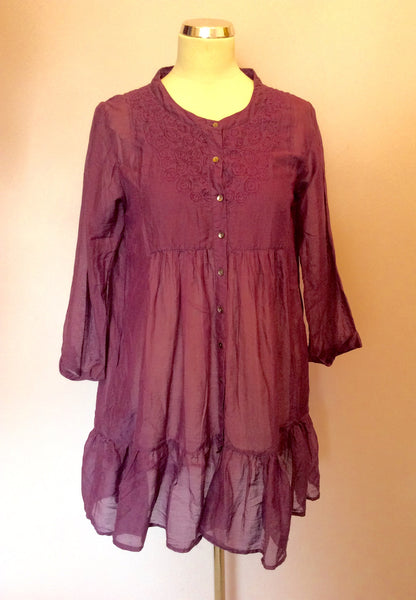 DAY BY BIRGER ET MIKKELSEN PURPLE COTTON & SILK SMOCK TUNIC TOP SIZE 34 UK XS - Whispers Dress Agency - Womens Tops - 1