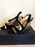 Strutt Couture Black & Gold Wedge Heel Sandals Size 6/39 - Whispers Dress Agency - Womens Wedges - 4