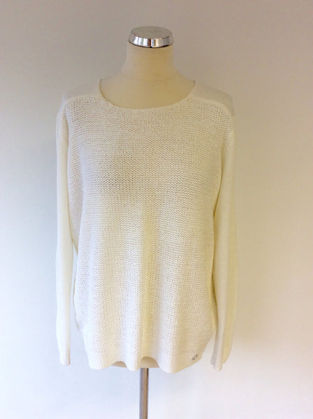 OLSEN WHITE LONG SLEEVE JUMPER SIZE 18 - Whispers Dress Agency - Womens Knitwear - 1
