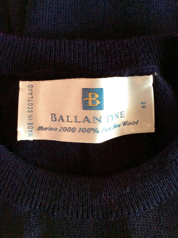 Ballantyne Dark Blue Crew Neck Wool Jumper Size 38" UK S/M - Whispers Dress Agency - Sold - 2