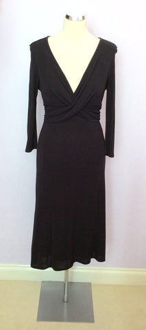 Coast Black V Neckline 3/4 Sleeve Dress Size 12 - Whispers Dress Agency - Womens Dresses - 1
