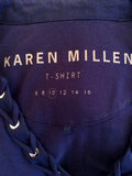KAREN MILLEN DARK BLUE WITH SILVER TRIM SHORT SLEEVE TOP SIZE 10 - Whispers Dress Agency - Womens Tops - 3