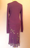 Edina Purple Embroidered & Beaded Silk Dress & Matching Cardigan Size 10/S - Whispers Dress Agency - Sold - 2