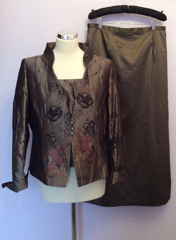 Presen De Luxe Brown Jacket, Top & Long Skirt Suit Size 14/16 - Whispers Dress Agency - Sold - 1