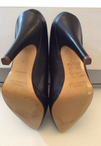 BRAND NEW FRENCH CONNECTION BLACK LEATHER HEELS SIZE 3.5/36 - Whispers Dress Agency - Womens Heels - 5