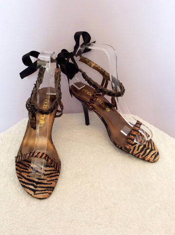 Brand New Moda In Pelle Tiger Print Ribbon & Charms Sandal Size 3.5/36 - Whispers Dress Agency - Womens Sandals - 2