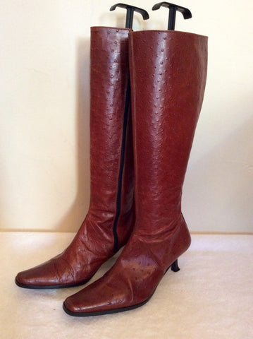 Red Or Dead Chestnut Brown Leather Boots Size 4/37 - Whispers Dress Agency - Sold - 2