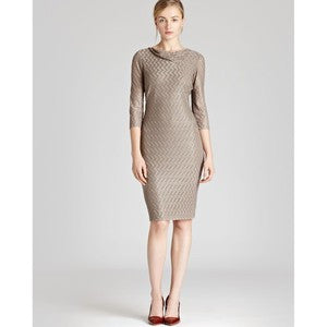 Reiss Tatiana Beige & Gold Shimmer Dress Size 10 - Whispers Dress Agency - Womens Dresses - 3