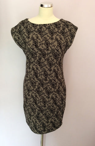 ZARA BLACK & GREY LACE PRINT PENCIL DRESS SIZE L - Whispers Dress Agency - Womens Dresses - 1