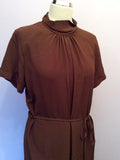 Brand New Marks & Spencer Autograph Brown Long Belted Dress Size 14 - Whispers Dress Agency - Womens Dresses - 2