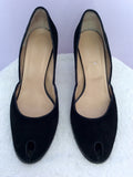 Hobbs Black Suede Peeptoe Heels Size 7.5/41 - Whispers Dress Agency - Womens Heels - 2