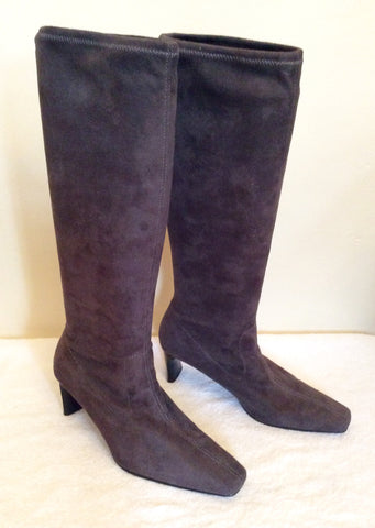 Dark Grey Stretch Knee High Boots Size 5/38 - Whispers Dress Agency - Sold - 1