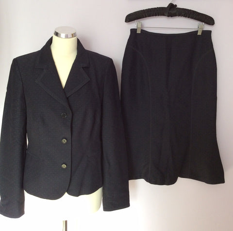 LK BENNETT DARK BLUE SPOT SKIRT SUIT SIZE 10/14 - Whispers Dress Agency - Womens Suits & Tailoring - 1