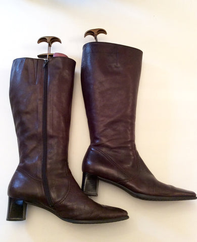 GABOR BROWN LEATHER KNEE LENGTH BOOTS SIZE 6.5/40 - Whispers Dress Agency - Womens Boots - 2