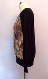 Mint Velvet Black Fine Knit Silk Snakeskin Print Front Top Size 16 - Whispers Dress Agency - Sold - 2