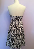 COAST BLACK & WHITE PRINT STRAPLESS COTTON DRESS SIZE 12 - Whispers Dress Agency - Womens Special Occasion - 2