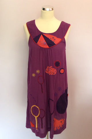 Numph Purple Embroidered Print Shift Dress Size 14 - Whispers Dress Agency - Womens Dresses - 1