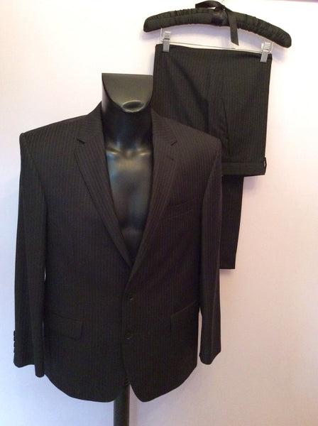 Next Black Pinstripe Wool Suit Size 42S/ 34W - Whispers Dress Agency - Mens Suits & Tailoring - 1