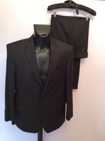 Next Black Pinstripe Wool Suit Size 42S/ 34W - Whispers Dress Agency - Mens Suits & Tailoring - 1