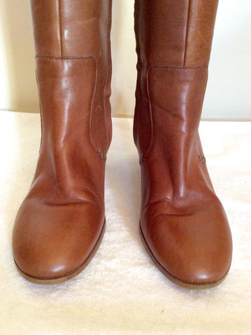 Clarks Tan Brown Leather Knee High Boots Size 6/39 - Whispers Dress Agency - Sold - 3