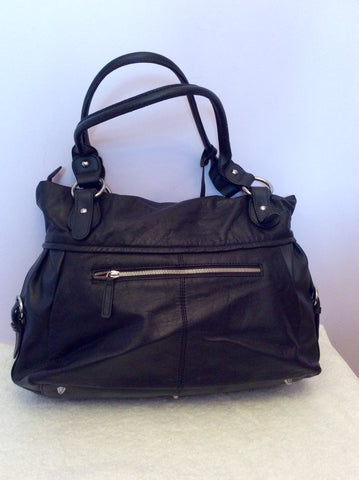 L Credi Large Black Leather Shoulder Bag - Whispers Dress Agency - Sold - 2