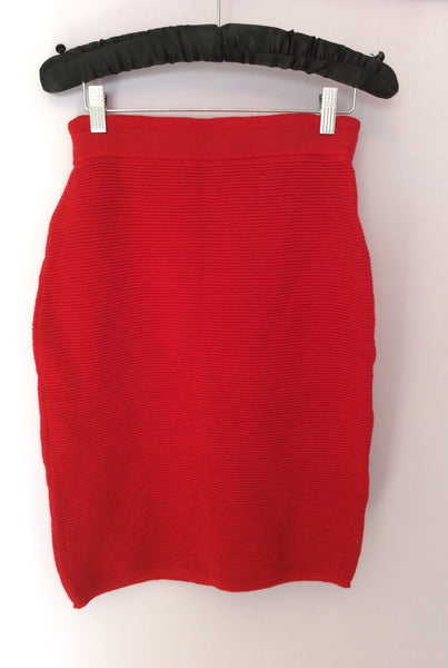 Vintage Jaeger Red Ribbed Wool Knit Skirt Size M - Whispers Dress Agency - Sold - 1
